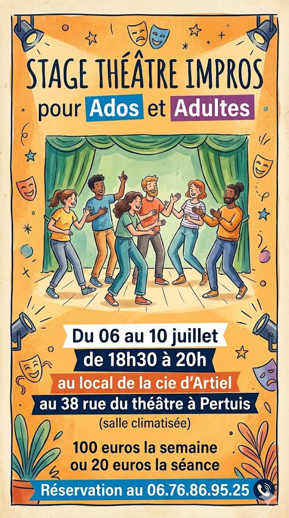 affiche-stage-theatre-ados-adultes-2026 Stages été 2026 - Cie d'Artiel - Pertuis
