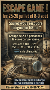 ESCAPE GAME ! les 25-26 juillet et 8-9 août – Cie d&rsquo;Artiel – Pertuis